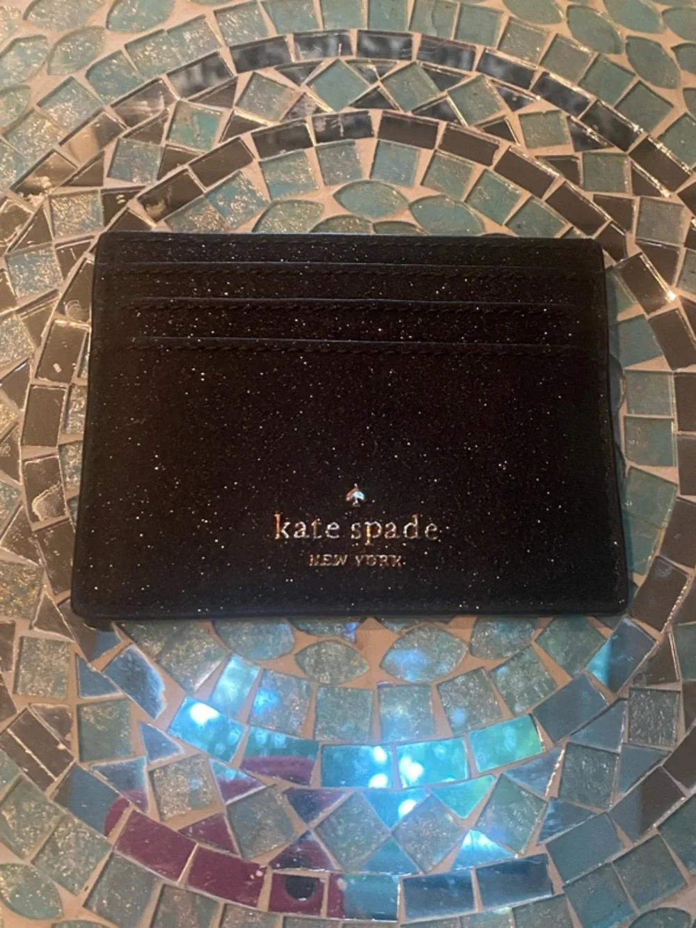 kate spade black glitter cardholder 3